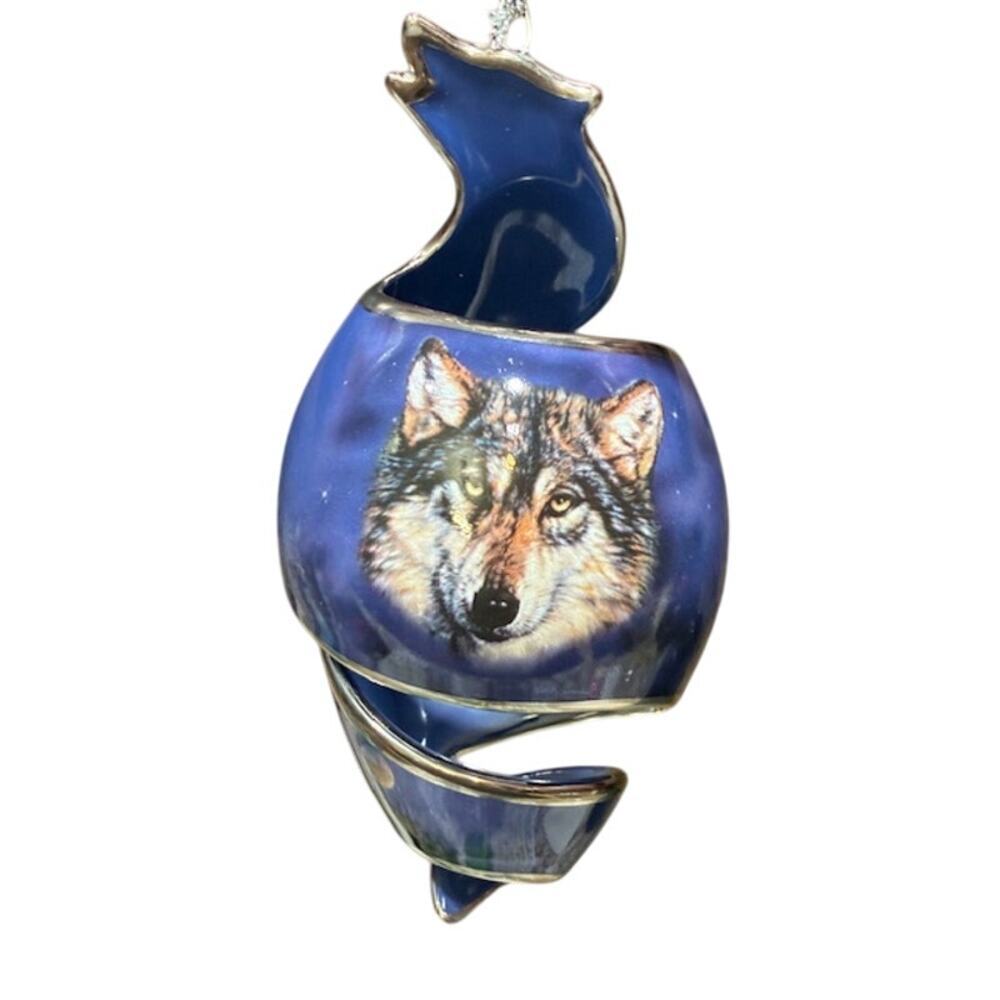 Bradford Editions Vision of the Night Ornament Heirloom Porcelain Wolfs 2003 - Picture 8 of 10